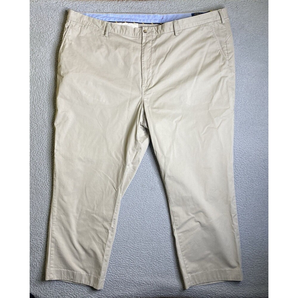 Polo Ralph Lauren Chino Pants Mens 50B X 30 (29L) Beige Stretch Cotton Preppy